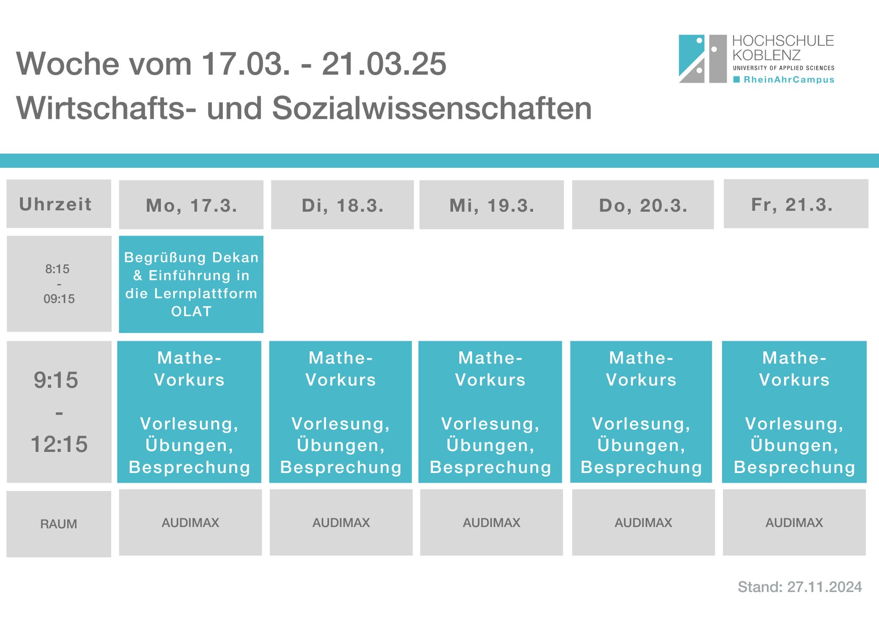 Wochenübersicht Erstiwoche 1 WiSo