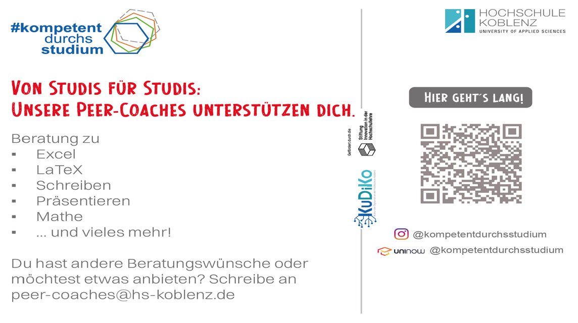 Von Studi s für Studis: Unsere Peer-Coaches unterstützen dich! - mit #kompetentdurchsstudium