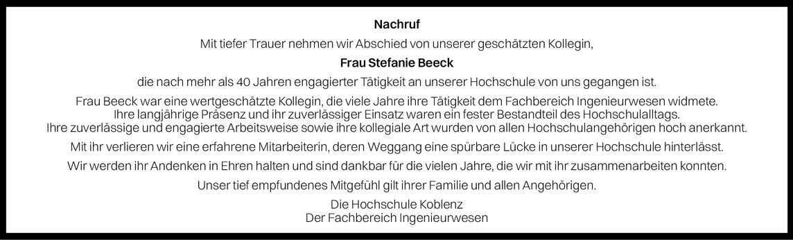 Nachruf Frau Beeck